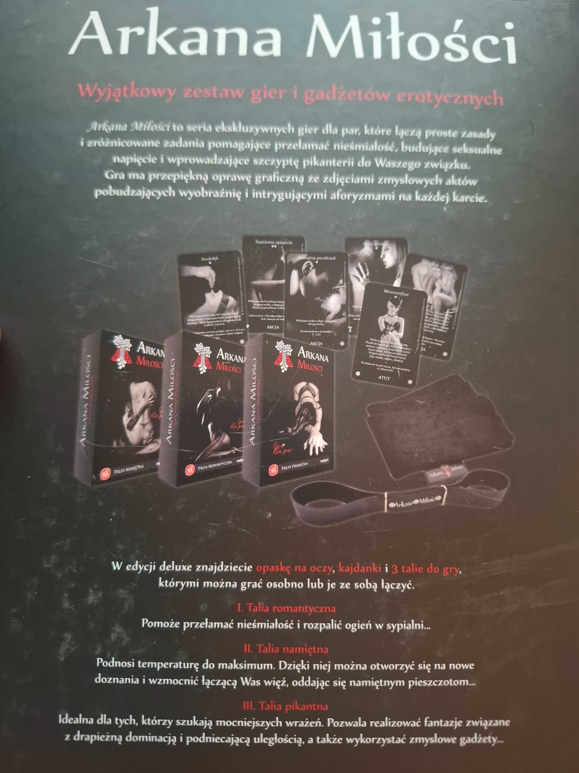 Gra erotyczna Arkana Miłości DELUXE z opaską na oczy i kajdankami