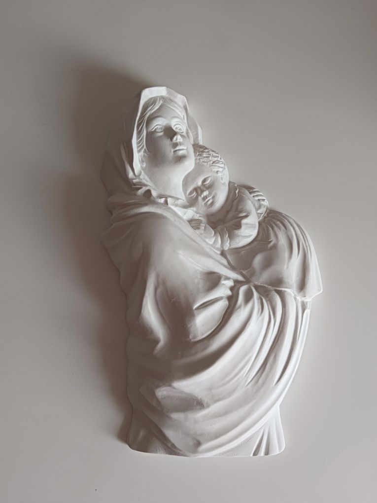 Płaskorzeźba ręcznie malowana Matka Boska Boża Madonna  z Dzieciątkiem