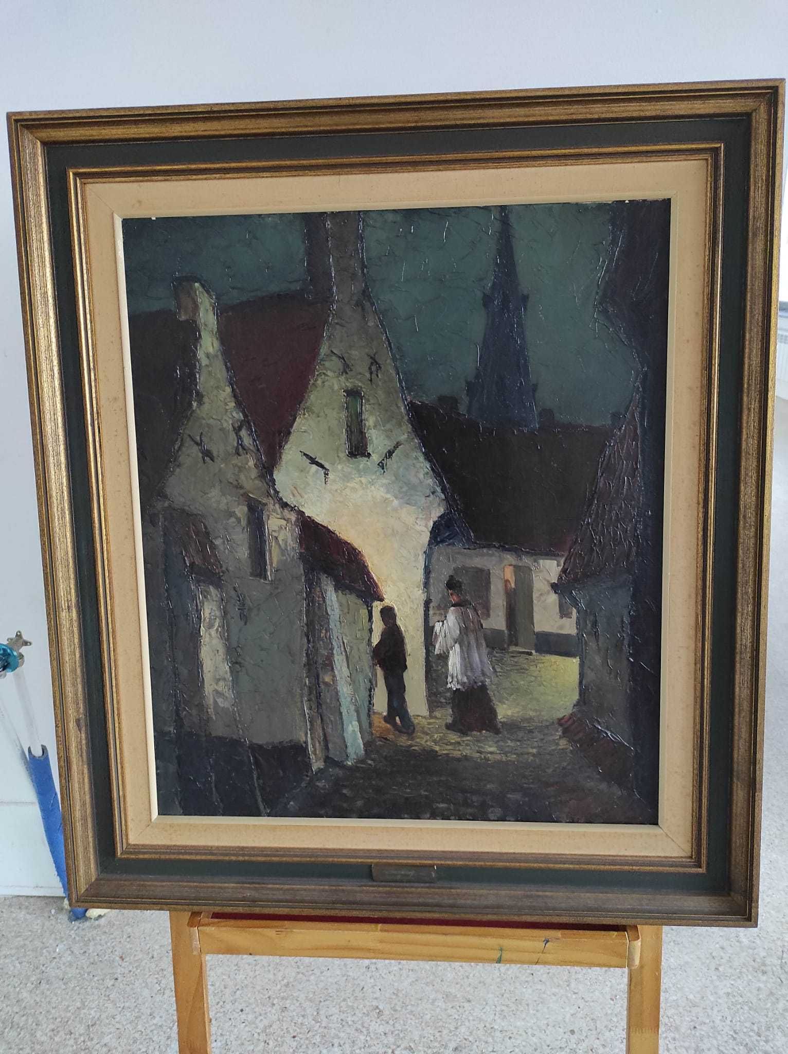 Obraz z drewnianą ramą 88x78cm Ksiądz po kolędzie