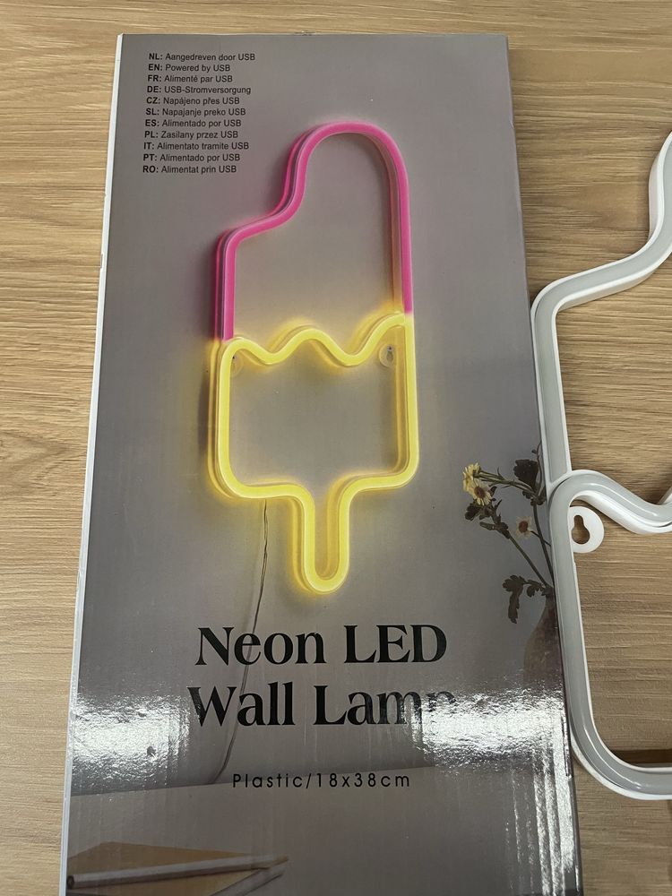 Neon led światło lampka lód na patyku dekoracja ścienna usb nowa