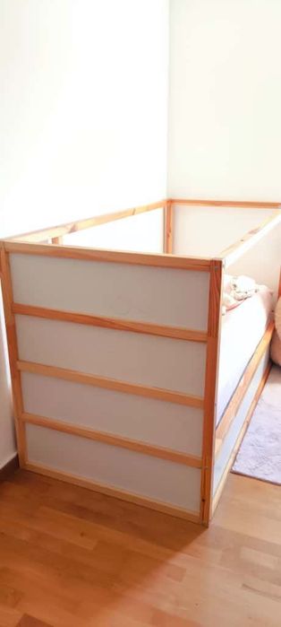 Cama reversível, branco/pinho, 90x200 cm