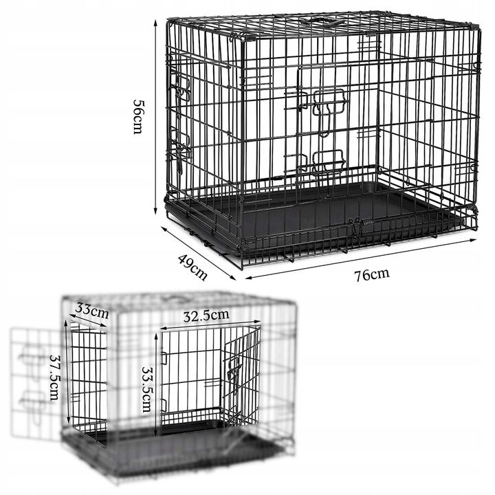 Klatka metal transportowa dla psa 49 x 76 x 56 cm ze ścianką