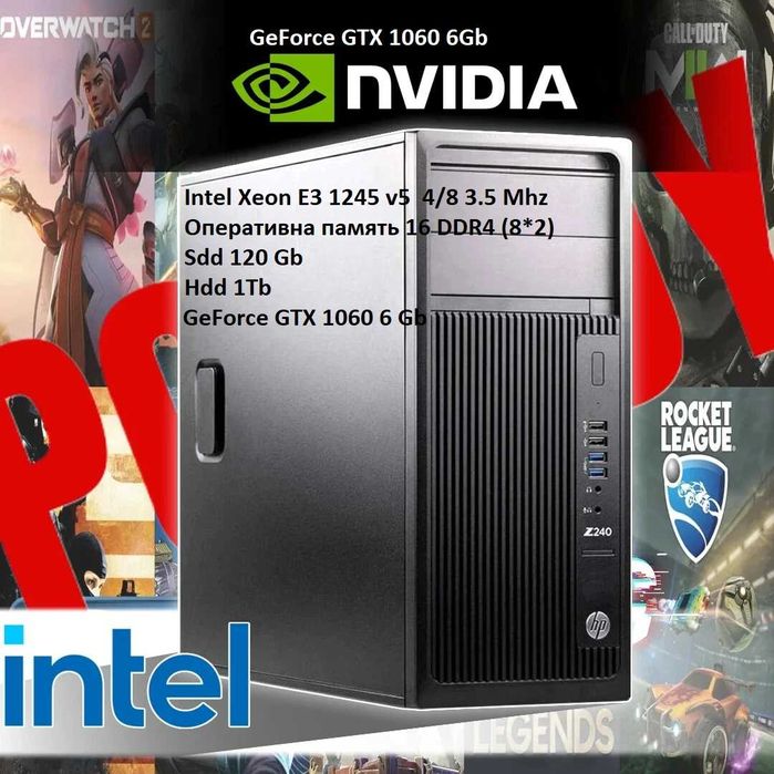Ігровий ПК Z240 XeonE3 1245 v5 16DDR4/120ssd/Hdd 1Tb/GeFoceGtx1060 6gb