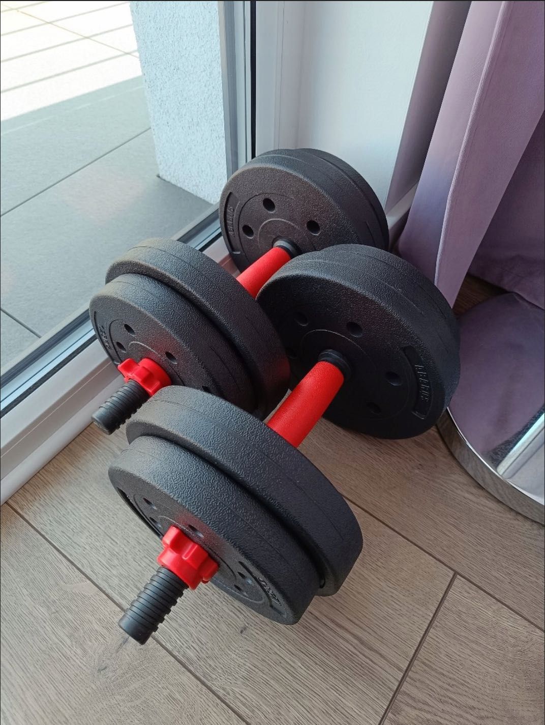 Hantle sztangielki zestaw hantli 2x10kg regulowane bitumiczne sztanga