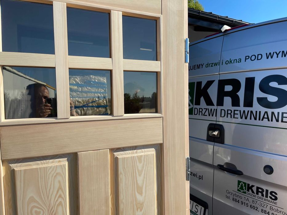 Drzwi drewniane ZEWNĘTRZNE wejściowe na wymiar sosnowe  CAŁA POLSKA