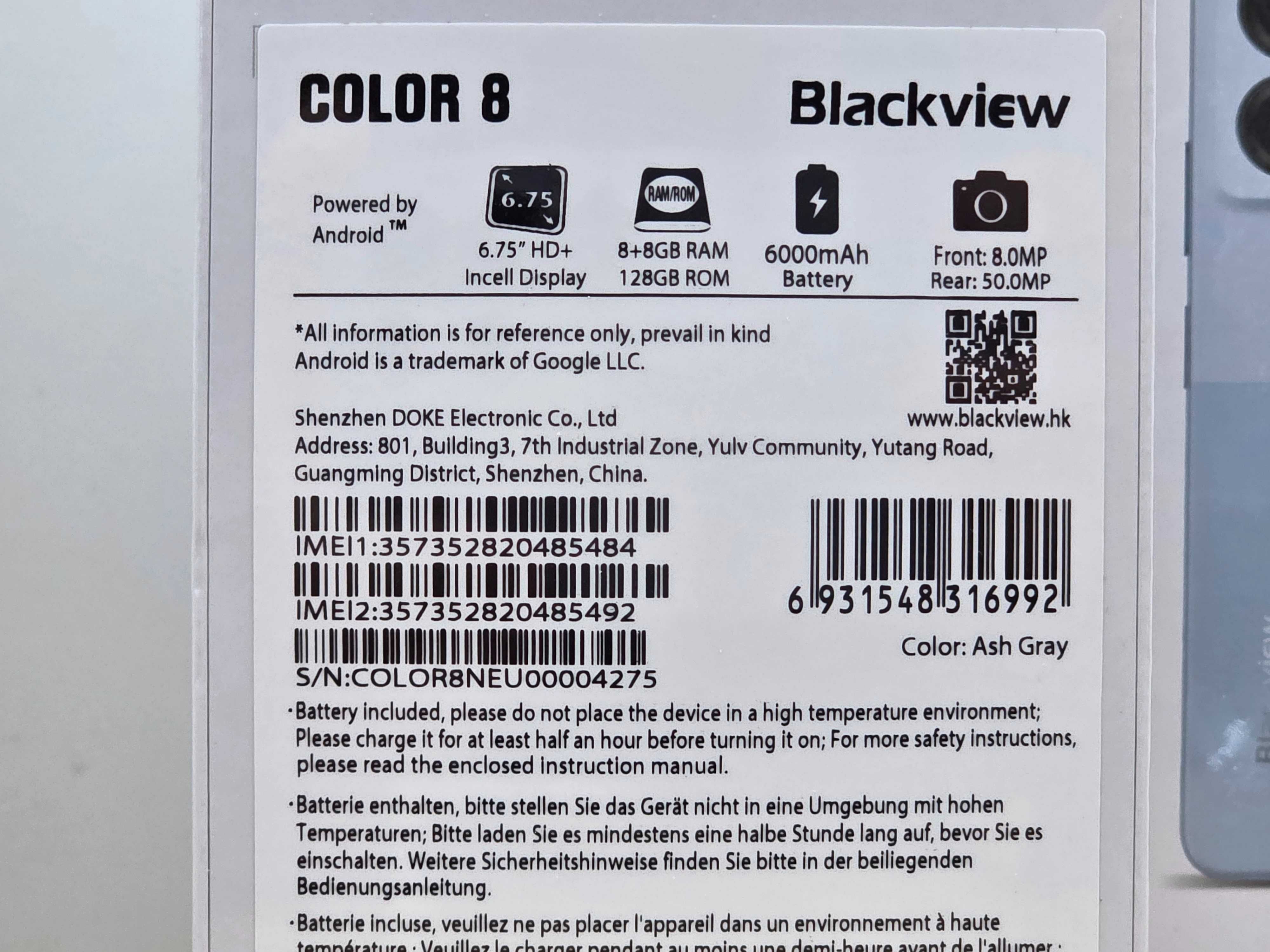 Blackview Color 8 Чорний 8/128 ГБ 6000 мАг [У подарунок навушники!]