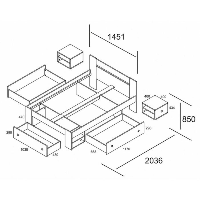 Łóżko z materacem Stefan BLack Red White