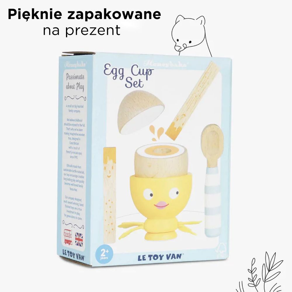 Drewniany kieliszek do jajka i jajko, zestaw Le Toy Van TV315