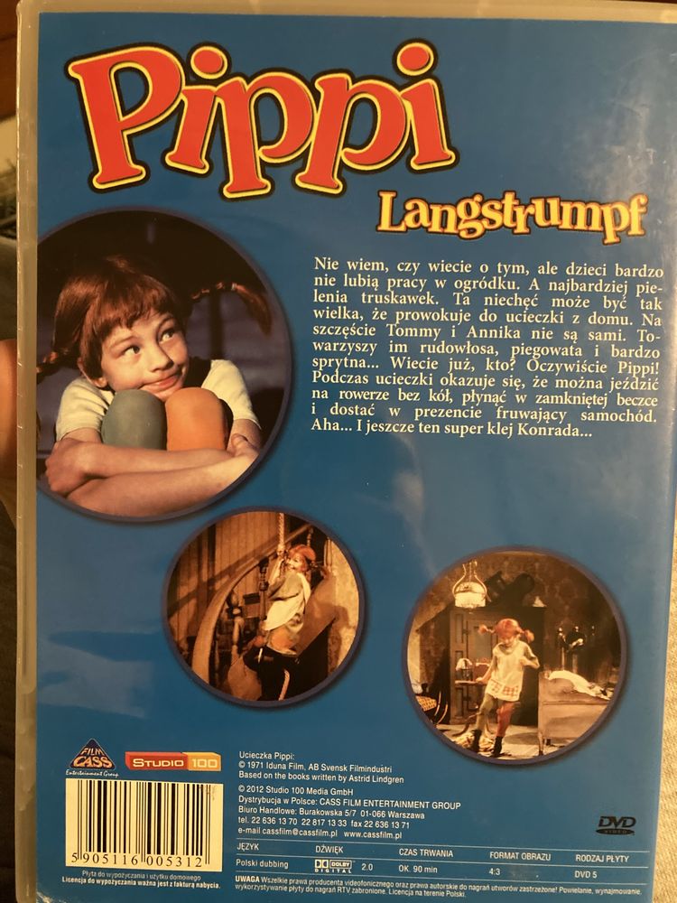 Plyta DVD pippi Langstrumpf Pippi Ponczoszanka ucieczka pippi film