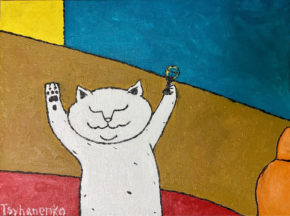 Картина Кіт з келихом