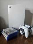 PS5 + 2 pady + stacja ładująca + 4 gry (FIFA 22/23, AC Valhalla, RDR2)