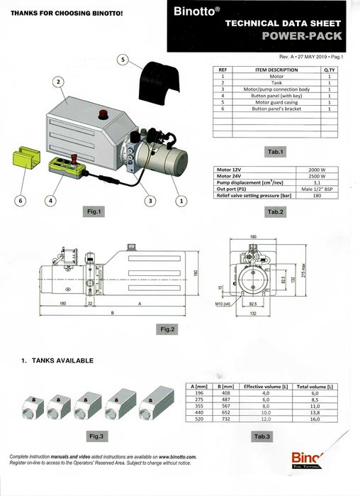 ELEKTROPOMPA 12V - agregat zasilacz do wywrotu  12V