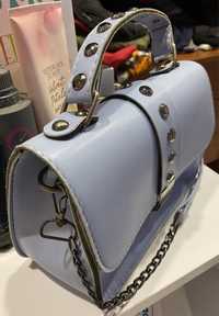 Сумка сумочка женская голубого цвета срібна фурнітура