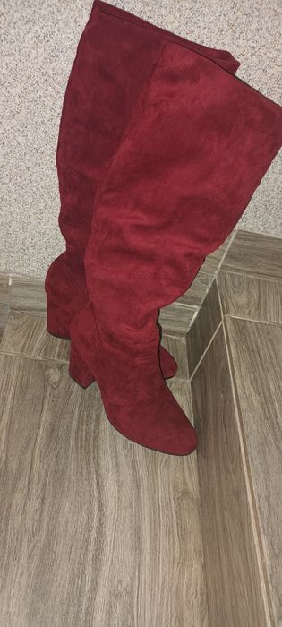 Kozaki zamszowe bordowe 37