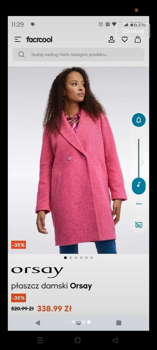 Nowy płaszcz damski z domieszką wełny Orsay L