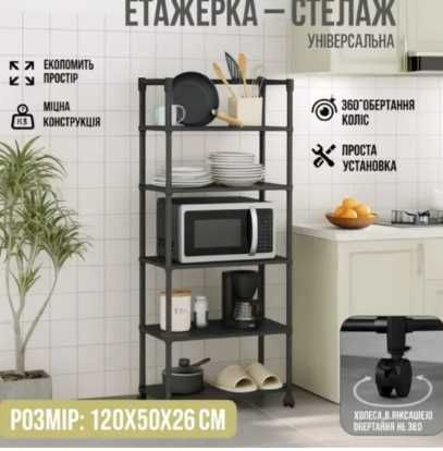 Полка стелаж вертикальний напольний 5 ярусів