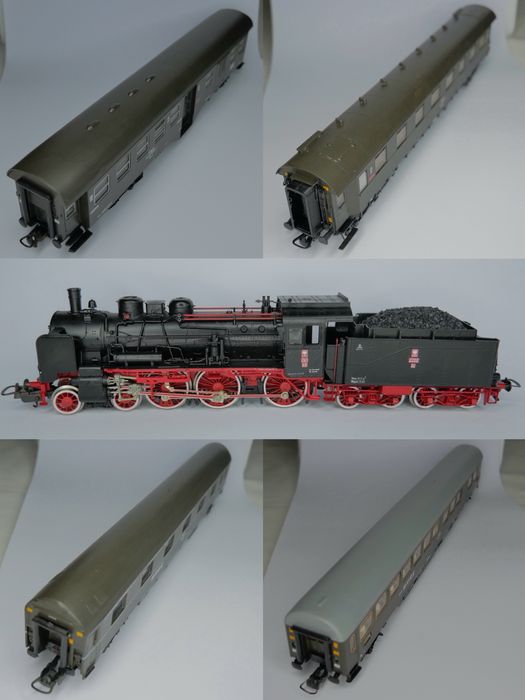 Zestaw lokomotywy parowej z wagonami skali H0