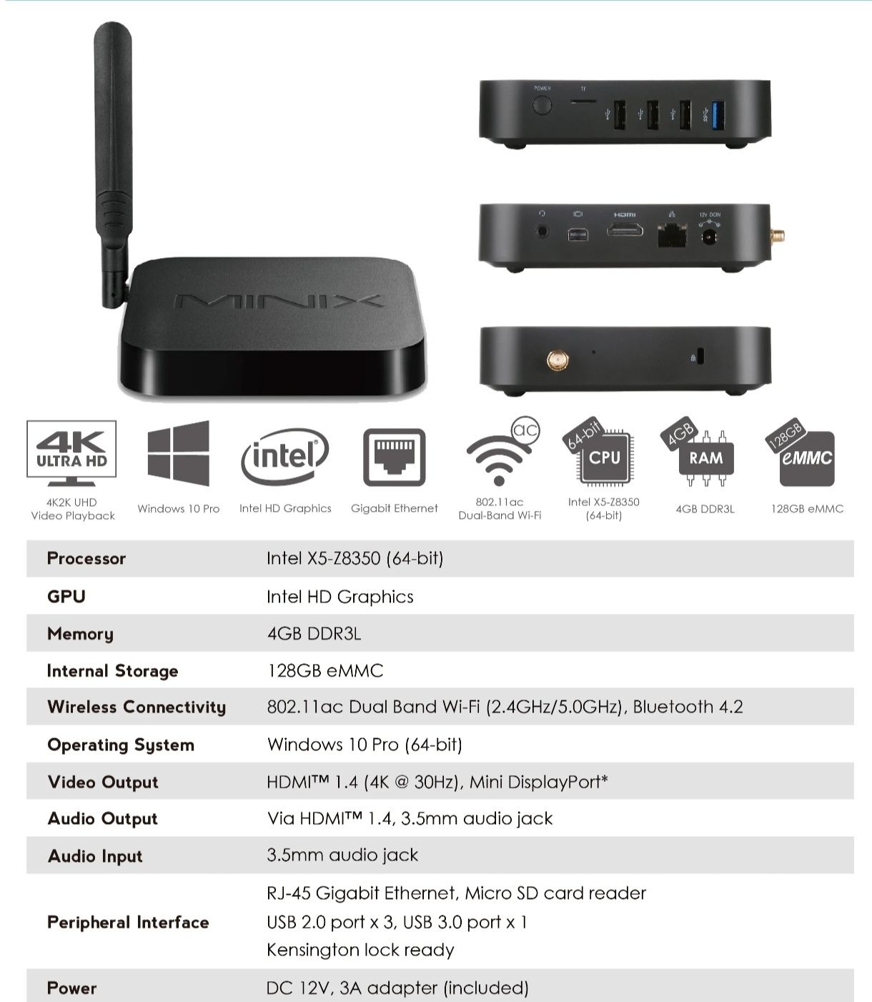 Mini computador wifi Intel processador