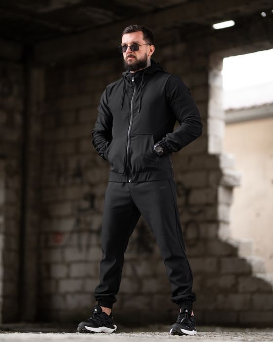 Зимний спортивный костюм черный мужской, стильний спортивний костюм