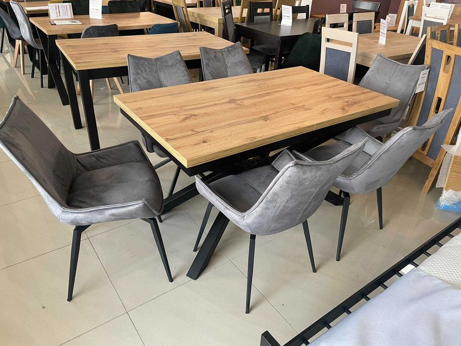 (104L)  Stół pająk rozkładany + 6 krzeseł Bilbao, 2499 zł nowe