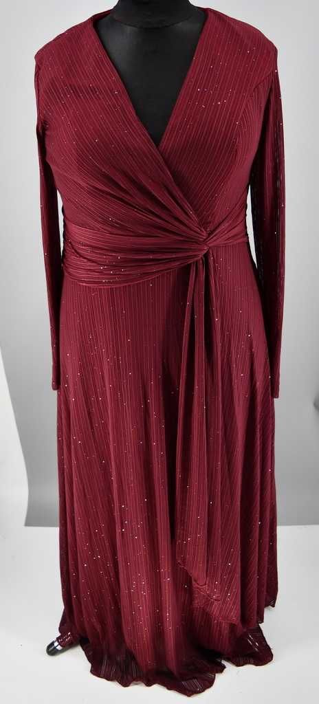Elegancka sukienka bordowa 40/42 bordo delikatny połysk maxi