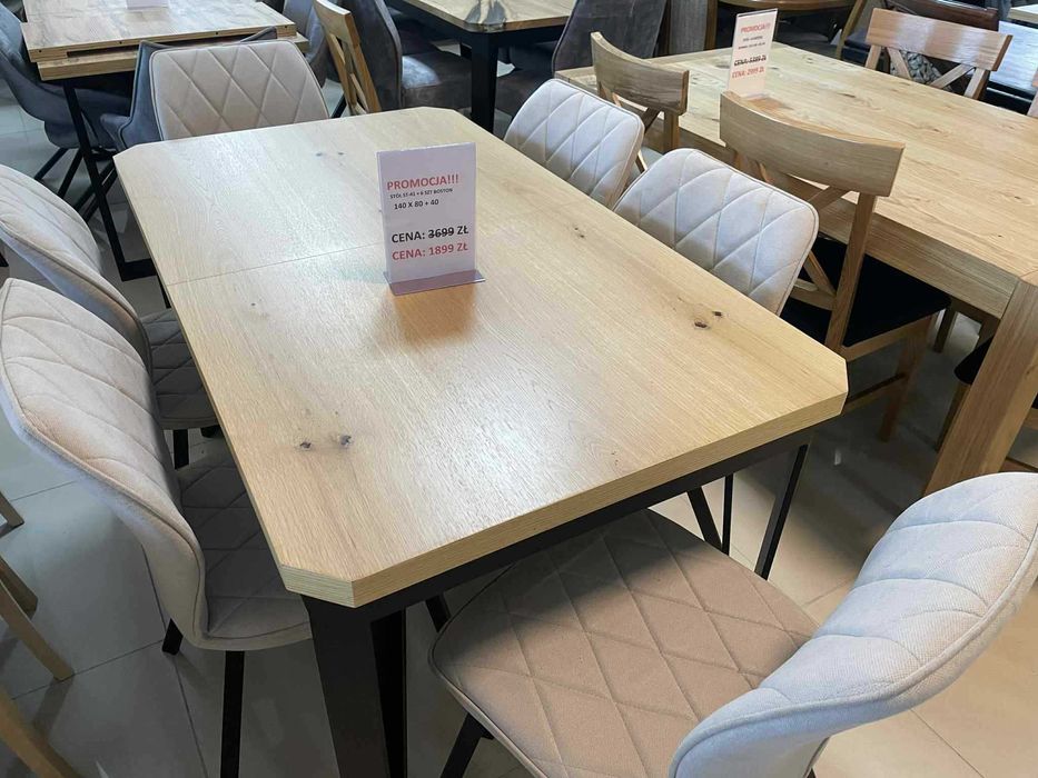 (114WN) Stół loft rozkładany + 6 krzeseł, wyprzedaż 1899 zł
