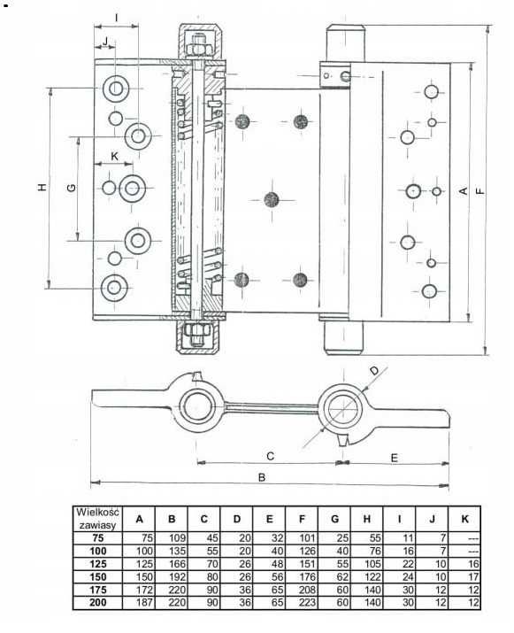 ZAWIAS WAHADŁOWY zawias czarny 150 mm Częstochowa zestaw 4 sztuki