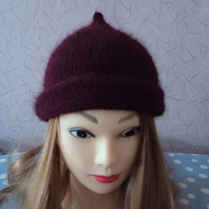 Шапочка біні  із ангори з додаванням мікропаєтки, шапка-докер