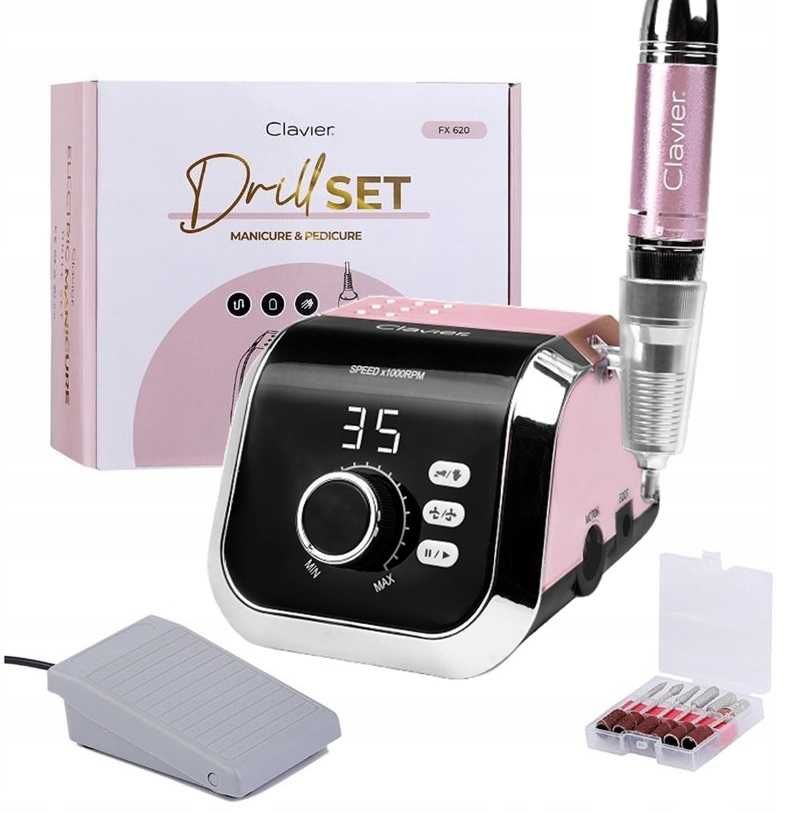Frezarka do paznokci 65W Manicure Pedicure FX 620 CLAVIER Różowa Frezy