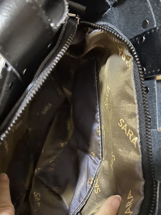 Сумка шопер шкіряна чорна