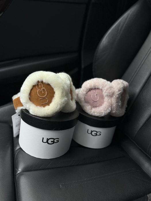 Хутряні замешеві UGG навушники рижі коричневі рожеві