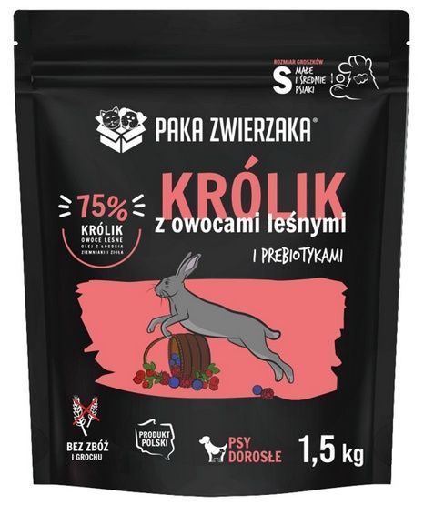 Karma dla psów małych ras - Paka Zwierzaka Królik i owoce leśne 1,5kg