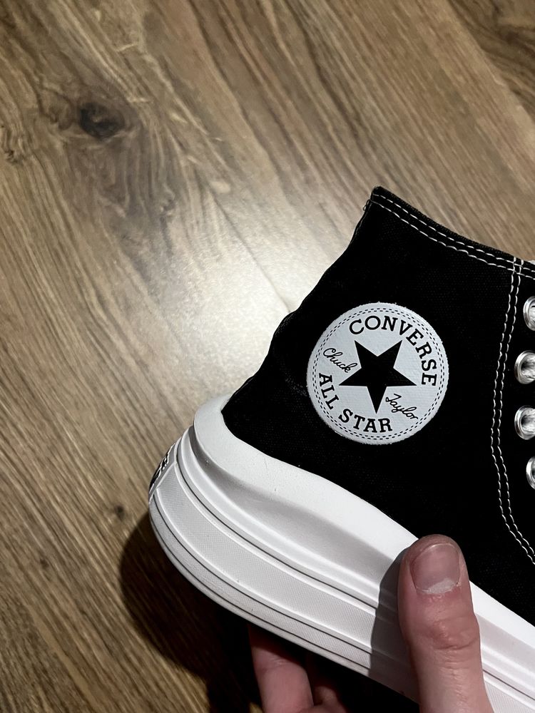 Converse 38 MOVE Czarne Wysokie Platform Trampki Chuck Taylor 24.5cm