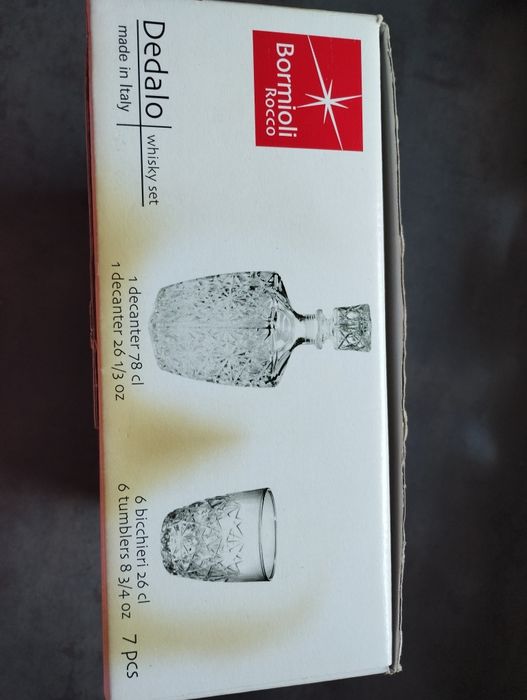 Komplet karafka i szklanki do whiskey. Włoski zestaw. Nowe.