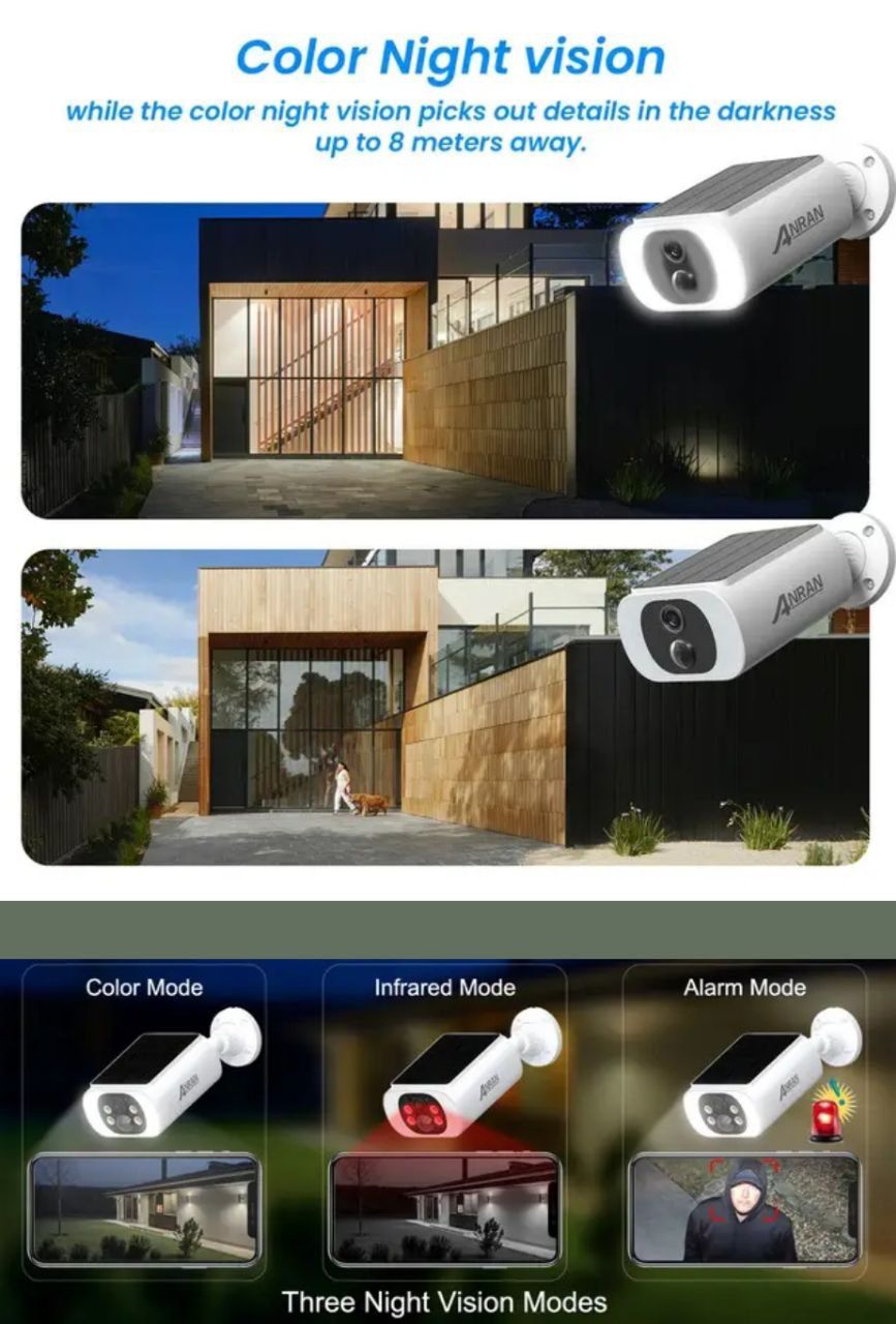 Wifi камера ANRAN C3, Вулична, 2K 3MP із сонячною панеллю, нічним