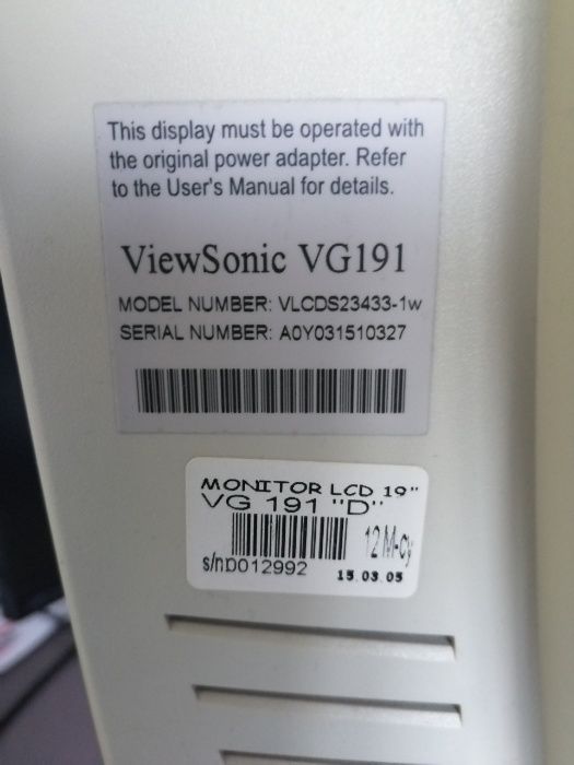 Monitor ViewSonic VG191