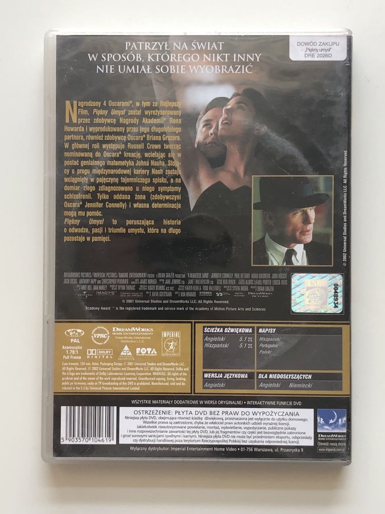 Piękny Umysł DVD Beautiful Mind Napisy PL Russell Crowe