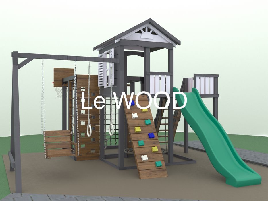 Майданчик дитячий. Куб. Комплекс. Скелелазка. Гойдалка. Гірка. Будинок