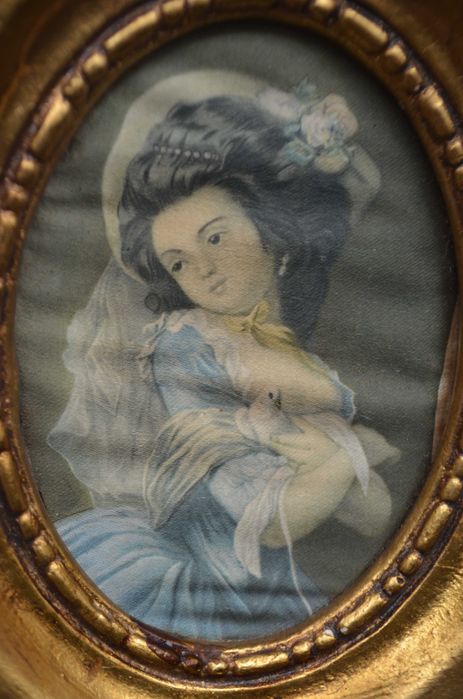 owalny obrazek jedwab