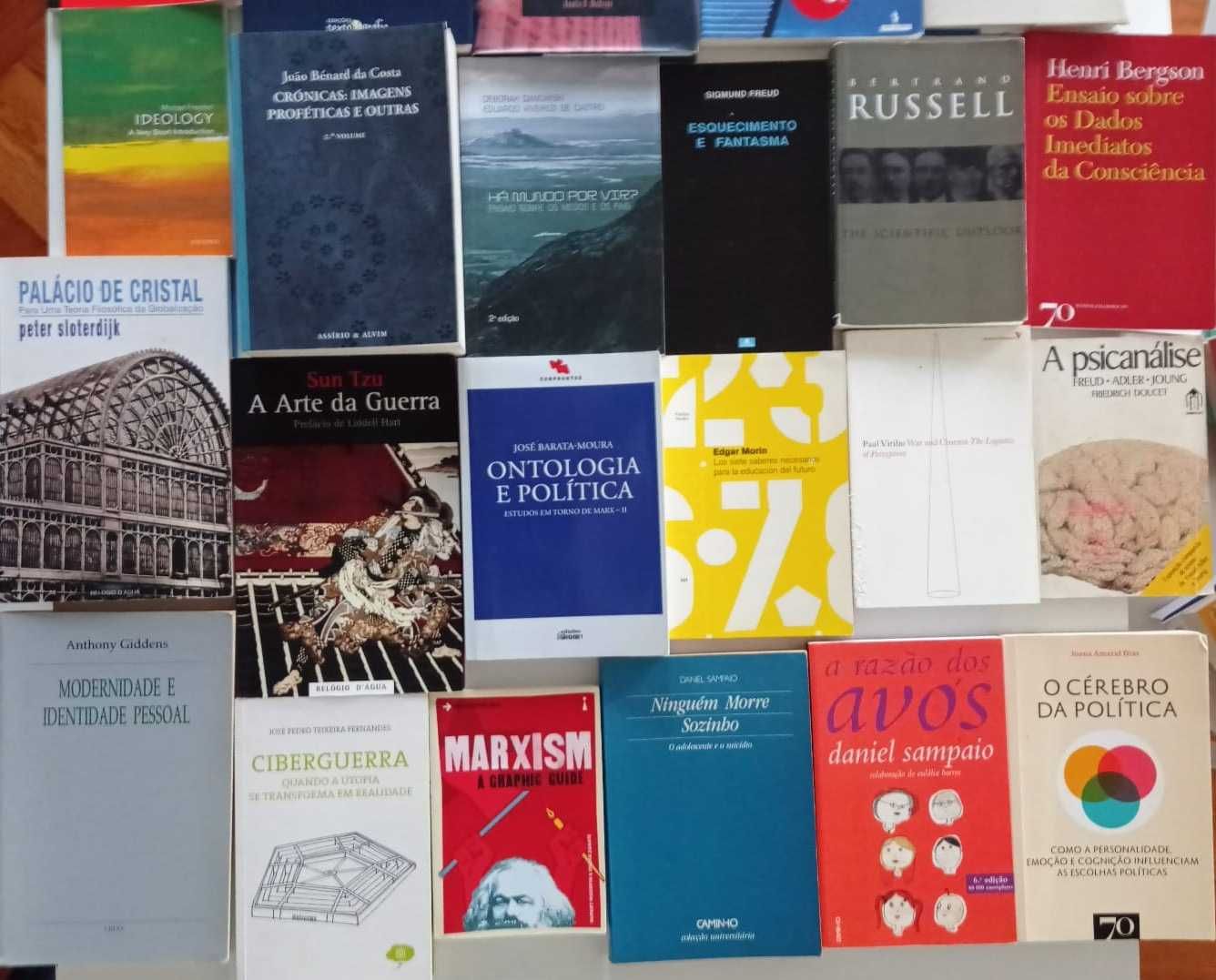 Vários livros: ciências sociais, filosofia, outros, etc