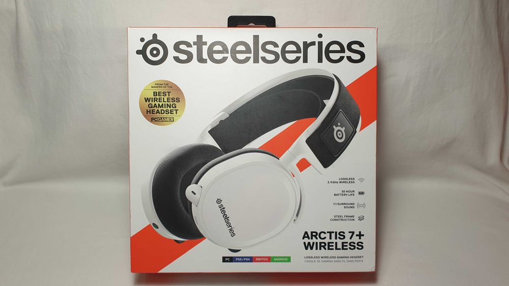 Słuchawki bezprzewodowe SteelSeries Arctis 7+WHITE - jak NOWE.