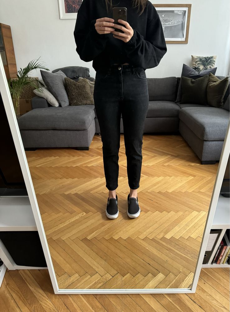 ZARA Spodnie jeansowe, czarne, straight leg, roz. 38