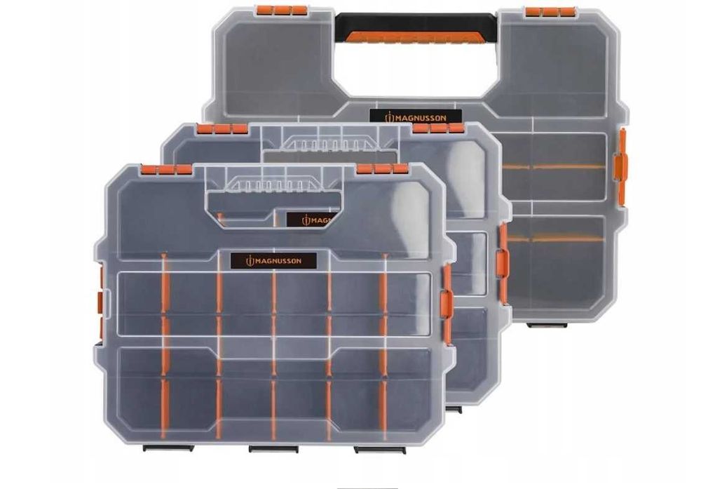Zestaw 3 organizerów Magnusson walizki pojemniki na śrubki części