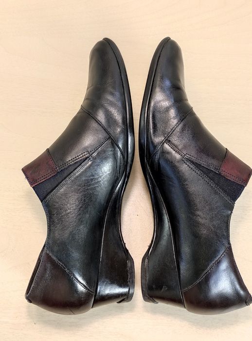 Кожаные полуботинки слипоны туфли на танкетке 39 40 комфорт в школу