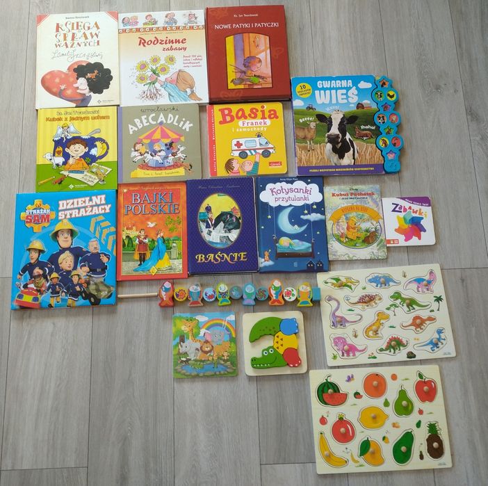 Puzzle drewniane plus książeczki