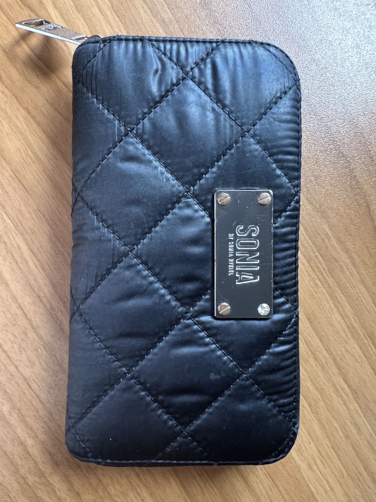 Czarny pikowany portfel Sonia Rykiel
