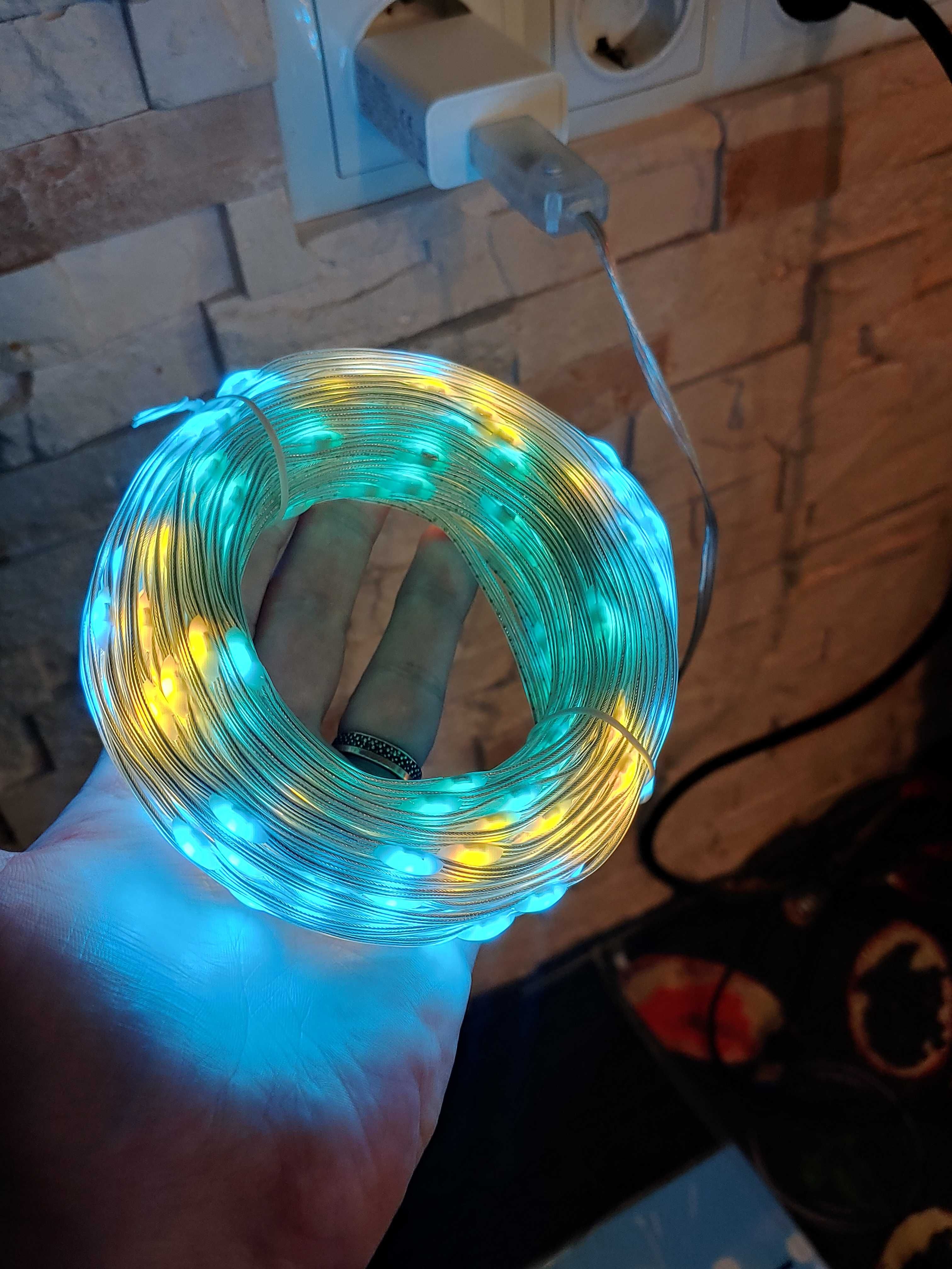 IP65 умная RGB смарт гирлянда 20м управлен. с моб USB Bluetooth таймер