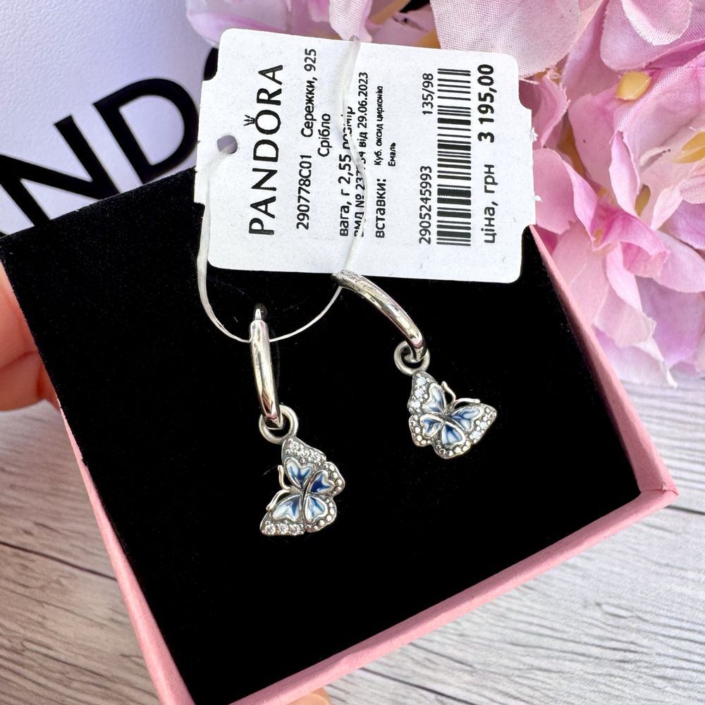 Сережки Пандора Pandora оригінал "Метелики" серьги нові кульчики