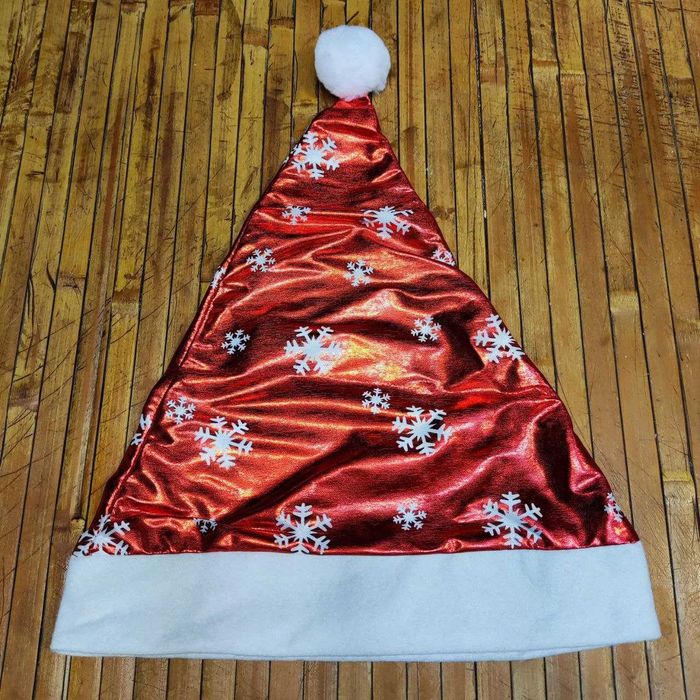 Колпак (шапка) Санта Клауса новогодний Атлас КРАСНЫЙ Унисекс Взрослый