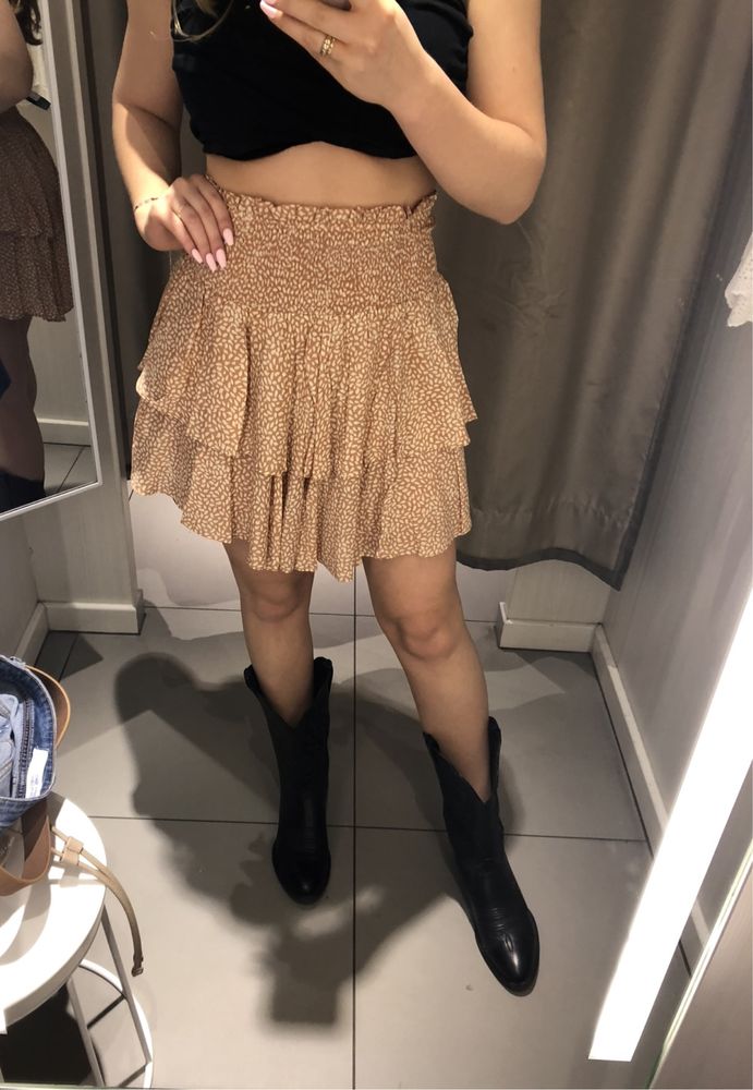 Letnia spódniczka H&M na gumie falbany S/36 spodnica